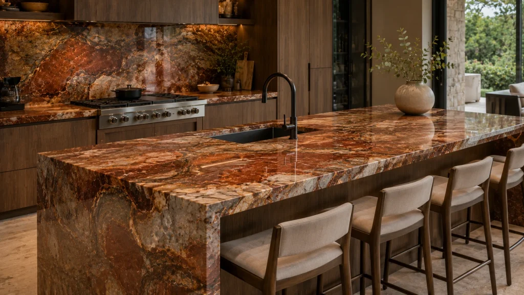 Semi-Precious Stone Countertops (2026 Guide): Everything You Need to Know Before Buying Gemstone Slabs 9 jasper gemstone countertop